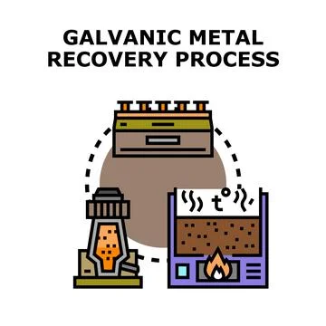 Galvanic metal recovery process vector concept illustration Stock Illustration
