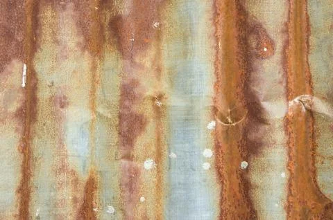 Galvanized corrugated , rusty texture , rust on zinc background Stock Photos