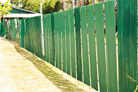 Galvanized fence. Stock Photos