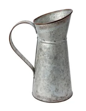 Galvanized pitcher isolated on white Stock Photos