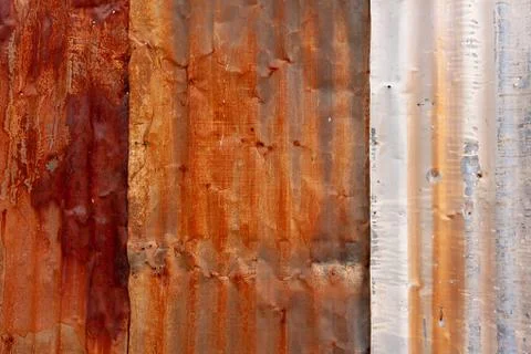 Galvanized Rusty Tin Siding weathered textured Background Stock Photos