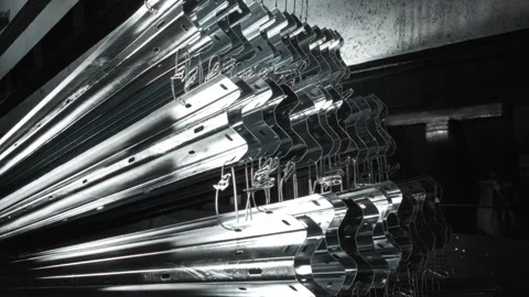 Galvanizing process of large metal products in a bath. Protection against Stock Footage 297176646