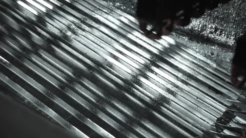 Galvanizing process of large metal products in a bath. Protection against Stock Footage 297176745