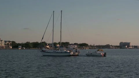 Galveston, TX, US - April 29, 2022: Shot of sailboats anchored in Offatts Bayou Stock-Footage 192090853