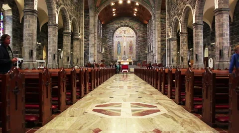 Galway Cathedral Inside View Down Alleyway of Church in Ireland Stock Footage 67550167