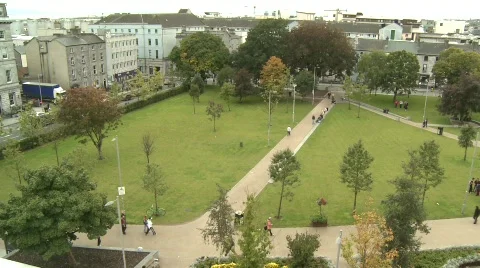Galway Eyre Square From Above Stock Footage 373373