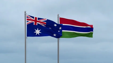 Gambia and Australia flags Stock Footage 252129581
