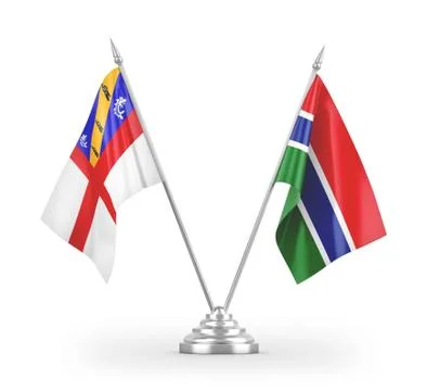 Gambia and Herm table flags isolated on white 3D rendering Stock Illustration