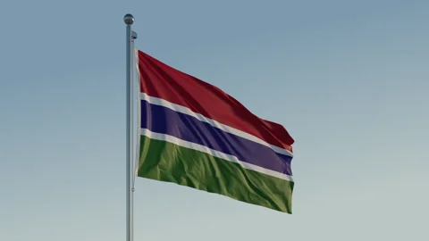 Gambia Banjul Flag seamless loop Cinematic Realistic Waving Blue Sky 스톡 동영상 310874072