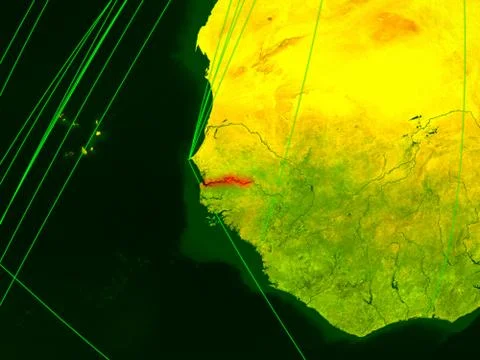 Gambia on digital map Stock Illustration