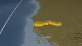 Gambia extruded. Bumps. Graticule. 4k or 4k+ Resolution