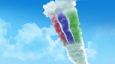 Gambia Flag 3D Render Animation Created with Colored Smoke Trails by Aircraf Vídeo Stock 332306938