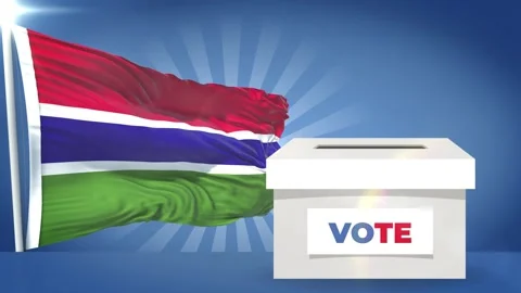 Gambia Flag and voting box general election 2024 Stock Footage 343563744
