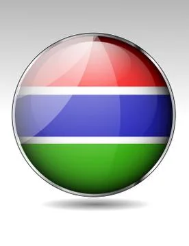 Gambia flag button Stock Illustration