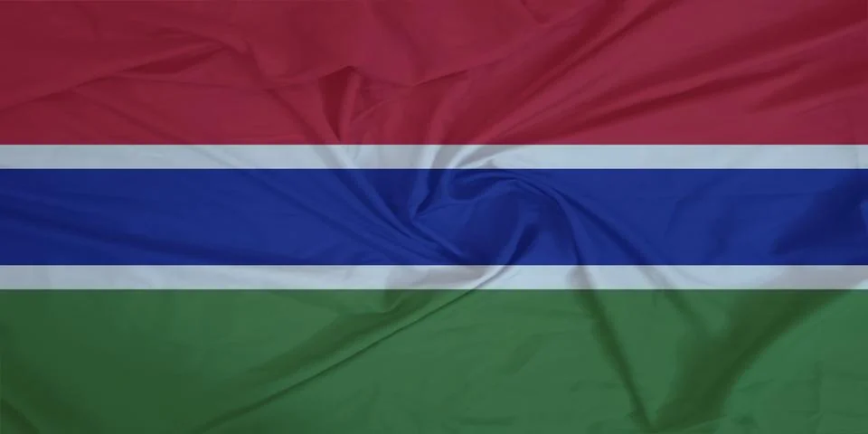 Gambia Flag fabric rippling in the wind Stock Photos
