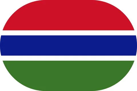 Gambia flag in flat oval design Illustrazione stock