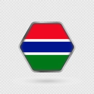 Gambia flag in a hexagon frame. Stock Illustration