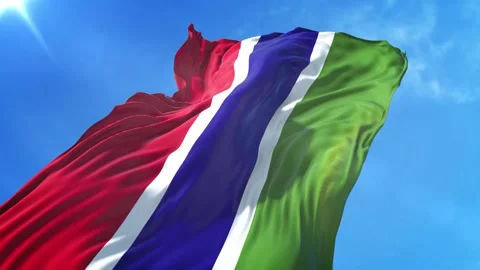 Gambia Flag Low Angle View Stock Footage 295690781