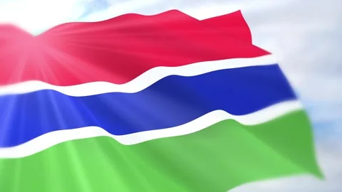 Gambia Flag Seamless Loop 4k 60fps on Sky Background Stock Footage 340624363