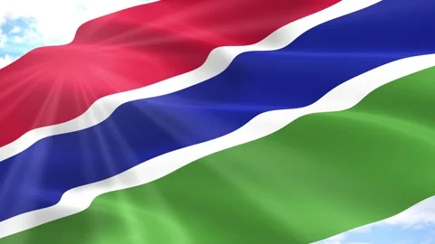 Gambia Flag Seamless Loop 4k 60fps on Sky Background Vídeos de archivo 341560234