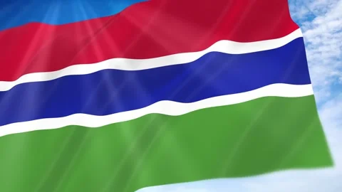 Gambia Flag Seamless Loop 4k 60fps on Sky Background Stock Footage 341673081