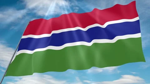 Gambia Flag Seamless Loop 4k 60fps on Sky Background Stock Footage 341757031