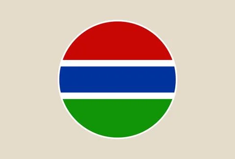Gambia Flag vector icon in a circular button shape for patriotic national i.. Stockillustratie
