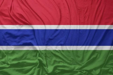 Gambia Flag Waves in Mild Wind CloseUp Stock Photos