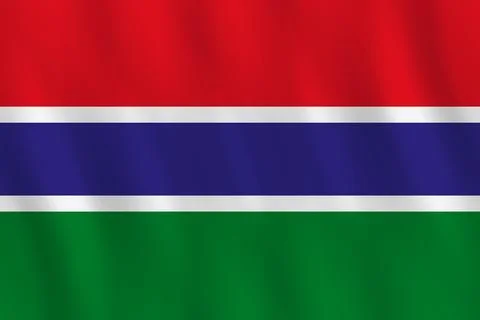 Gambia flag with waving effect, official proportion. Stock Illustration