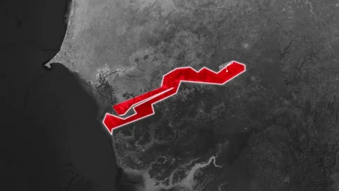 Gambia highlighted on map with flag animation motion footage Stock Footage 345455707