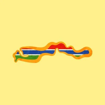 The Gambia - Map colored with the flag Stock Illustration