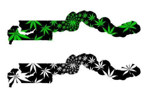 Gambia - map is designed cannabis leaf Stock Illustration