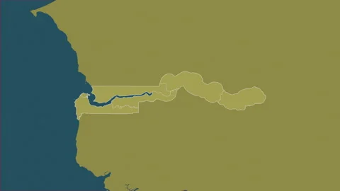 Gambia map - extract. Regions. Pattern. Video stock 148210693