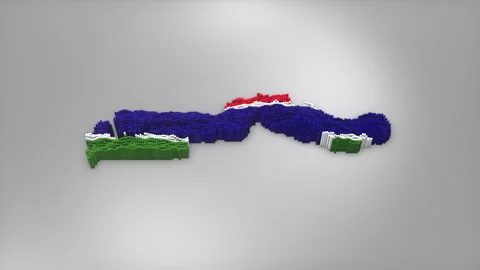 Gambia Map with Flag Intro Background Stock Footage 315164397