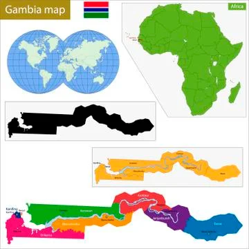 The Gambia map Stock Illustration