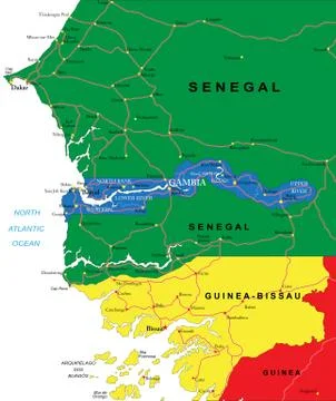 Gambia map Stock Illustration