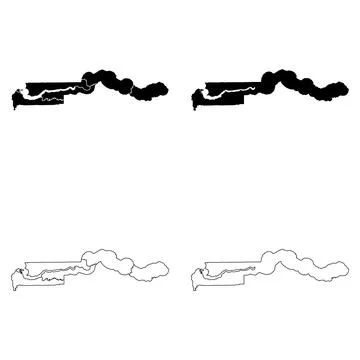 Gambia Outline and Solid Fill Map Set. 스톡 일러스트