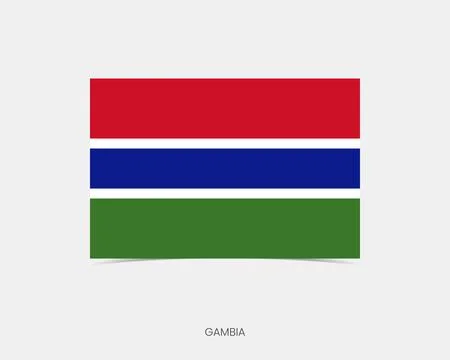 Gambia Rectangle flag icon with shadow. Illustrazione stock