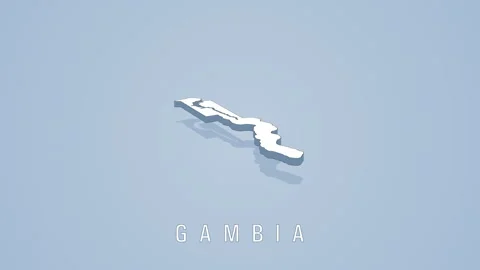 Gambia rotating 3d map animation on solid background Stock Footage 316256094