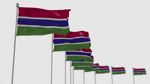 Gambia  Row Of Flags Animation Include Alpha Channel  Stock-Footage 163102621
