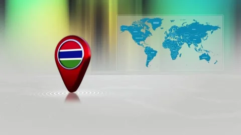 The Gambia World Map Pin Location Background Loop 4k Stock Footage 343194551