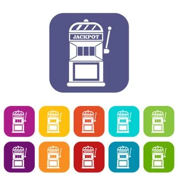 Gamble machine icons set 스톡 일러스트
