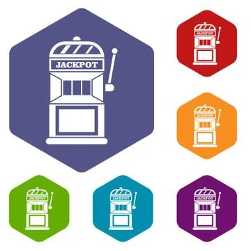 Gamble machine icons set Illustrazione stock