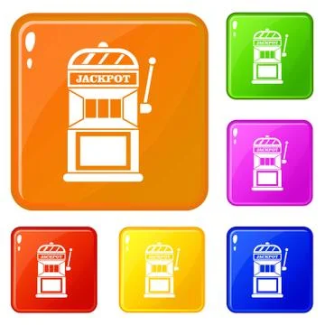 Gamble machine icons set vector color Illustrazione stock