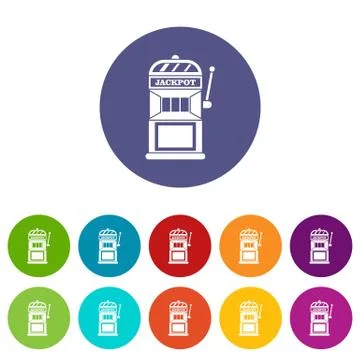 Gamble machine set icons Illustrazione stock