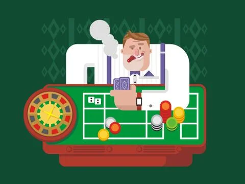 Gambler playing roulette Stock Illustration