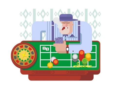 Gambler playing roulette Stock Illustration