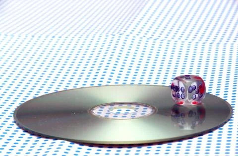 Gamblig dice on doted background 스톡 사진