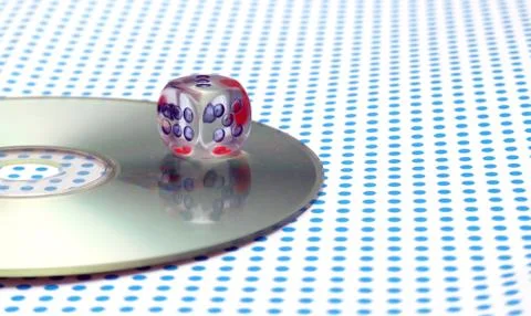 Gamblig dice on doted background 스톡 사진