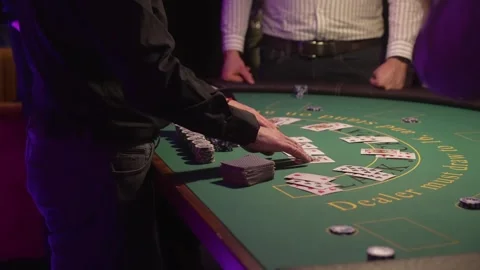Gambling Action Scene. Players Engaging In Card Game. Intense Scene With Chips Stock Footage 345499740